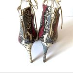 ZARA  Leather Snake Print Lace Up Heels 41/10 Photo 4