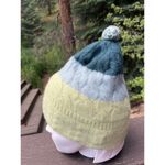 Patagonia Wool Tri-Color Pom Pom Beanie Green Hat One Size Photo 1