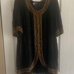 Briliante JA Silk Fully Beaded tunic dress Gold And‎ Black Dress Size L Vintage Size L Photo 0