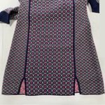 Juicy Couture Geo Knit Dress Front Slits Short Sleeve Mini Navy Pink Size Medium Photo 12