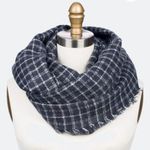 LuLu Navy Blue Toby Windowpane Knit Infinity Scarf Photo 0