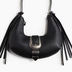 Divided FRINGED SHOULDER BAG Black Leather Women's‎ Bag Photo 0