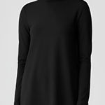 Eileen Fisher ‎ Womens Stretch Jersey Knit Mock Neck Long Sleeve Top XXS Black Photo 0
