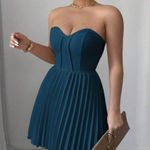 SheIn  Strapless Teal Dress Photo 3