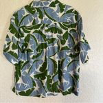Trovata Birds of Paradise 100% Linen Blue Green Tropical Short Sleeve Small Top Green Photo 10