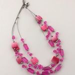 Charming Charlie Pink Multi-strand Glass Bead Necklace Photo 0