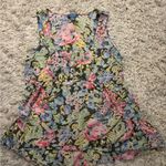 Green and Pink Floral Asymmetrical Tank Top with Relaxed Fit Size 8 White Photo 13