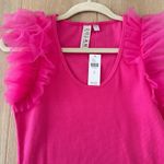 Anthropologie NWT  Pink Tulle Sleeve Top Photo 1