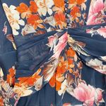 Nicholas Rust Floral Pintuck Silk Chiffon Mini Dress: Navy Blue Size 0 Photo 7
