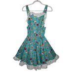 Handmade Cupcake Print Ruffle Dress Cottagecore Swing Skirt Apron Style X Small Blue Size XS Photo 1