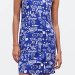 Lisa Says Gah NWT Madewell x  Blue & White Printed Linen Dress Photo 0