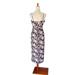 Lulu’s black floral print satin midi dress with side slit Size M Photo 10