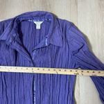 Christopher & Banks Purple Textured Button Down 3/4 Sleeve Top Blouse Photo 2
