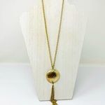 Statement gold tone tassel fashion necklace Photo 0