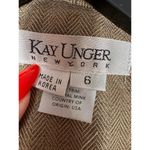 Kay Unger  Gold Blazer Size 6 Mink Cuff Trim | Vintage Wool Herringbone Jacket Photo 3