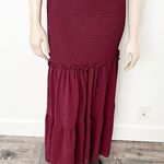 Baltic Born [] Maroon Amalfi Smocked Off The Shoulder Ruffle Maxi Dress Sz Medium Photo 6