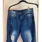 Distressed Blue Flared Jeans Medium M Stretch Denim Casual Womens Pants Photo 2