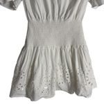 Thakoon White Eyelet Smocked Short Sleeve Cut Out Summer Mini Dress Size 0 Photo 7