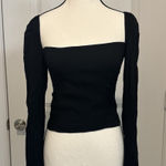 Reformation  Demi Black Square Neck Long Sleeve Top Size 2 Smocked Back Photo 0