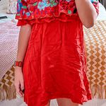 Altar'd State Red Off The Shoulder Dress With Floral Detail Photo 1