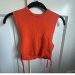 ZARA Orange Muscle Tee Crop Top with Tie Front Photo 2