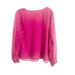 NWT J. Crew Polka Dot Chiffon V Neck Long Sleeve Hot Pink Blouse Sz L Size L Photo 2