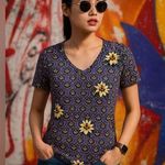 LuLaRoe NWT  Classic T Purple Coral Yellow with Floral Pattern Size Medium Photo 0