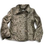 BKE Jacket Womens L Animal Print Faux Fur Gray Peacoat Double Breasted Cheetah Photo 7