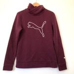 Puma  Asymmetrical Cowl Neck Fleece Sweatshirt Burgundy Maroon Red Logo Medium M Photo 2