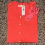Old Navy Bright Coral Cardigan with Pink Floral Accent Photo 0