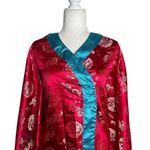 Vintage 90s Storybook Heirlooms Kimono Small Red Satin Dragon Long Sleeves Photo 1