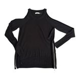 Ramy Brook  Tascha Black Cold Shoulder Wool Sweater with Side Zipper Size Small Photo 3