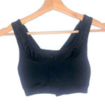 Black cross back padded sports bra with mesh detail, size small Photo 2