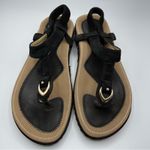 Socofy Black Leather Strappy Mini Wedge Sandals Womens 40 Thong Beach Vacation Size 9.5 Photo 4