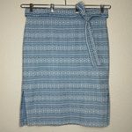 Ann Taylor Chambray Embroidered Eyelet Tie Waist Pencil Skirt, Size 16 Photo 1