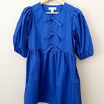 BAND OF THE FREE | Lapis Blue Babydoll Dress Bow Front Puffed Sleeves | Small Photo 1