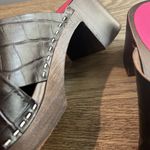 Swedish Hasbeens Wooden Slip-On Platform Sandal - Annette High Brown Croc Photo 5