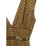 Mac Duggal NWT  Gold Beaded Cap Sleeve V Neck 5625 Column Gown Photo 6