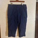 Chico's  1.5 Navy Blue Cargo Capri Pants Cropped Lightweight Cotton Spandex Medium Photo 10