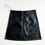 Goodnight Macaroon NEW Faux Vegan Leather Solid Black A Line Mini Skirt M Photo 2