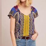 Moulinette Soeurs Anthropologie Teresita scarf printed blouse top size 4 Photo 0
