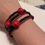 Women’s Stretchy Spiral Bracelet Bead Beaded Black /Red Handmade Red Photo 6