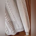 Banana Republic Ivory Chunky Cable Knit Crew Neck Button-Shoulder Sweater Small Photo 3