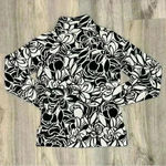 Liz Claiborne  Black White Floral Full Zip Up Mock Neck Sweatshirt Jacket Size S Photo 5