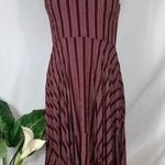 Nordstrom Lumiere Burgundy Stipe Maxi Midi Handkerchief Sleeveless Modest Dress Small Photo 0