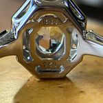 Natural Aquamarine White Diamond Sterling Silver Art Deco Ring Size 9.75 Photo 5