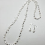 Beaded Necklace Earrings Set Glass Crystals Pearls Formal Elegant Statement Gift Silver Photo 0