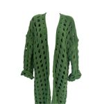 MM Knitted Twist Crochet Hollow Out Sweater Cardigan Long Sleeve Long OS Green Size undefined Photo 2