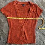 August Silk Short Slevve Textured Orange Cardigan SP Photo 2