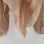 Ramy Brook Winnie Lace Panel Blouse Long Sleeve Tassel Tie Neck Ballet Pink Photo 5